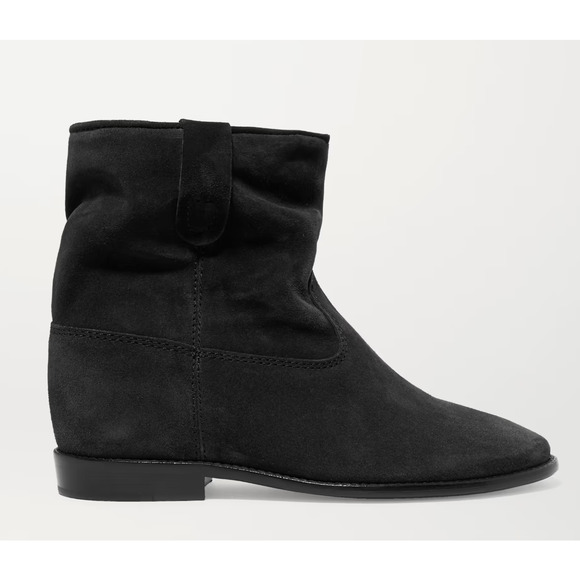Isabel Marant Crisi Slouchy Black Suede Ankle Boots Booties sz 37 Hidden Wedge - Picture 5 of 15